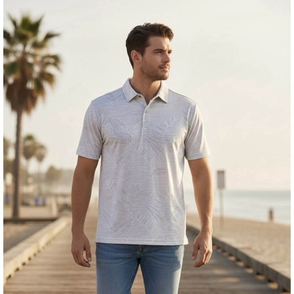 Seapointe Gray Short-Sleeve Polo Shirt‎ M Coastal Casual